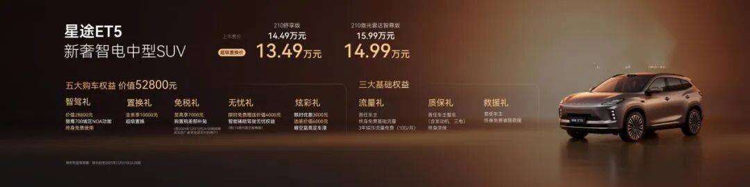 星途ET5上市 14.99萬享城區(qū)NOA功能